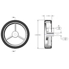 6" Wheel - 3 Spoke A Hub - Rib Tread (QTY 1)