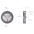 7" Wheel - 3 Spoke A Hub - Diamond Tread (QTY 1)