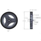 12" Wheel - Tri-Spoke Hub - Brick Tread (QTY 1)