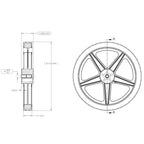 14" Wheel - 5 Spoke Hub - Diamond Tread (QTY 1)